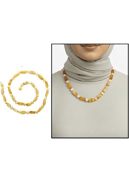 Doğal Form Bal Beyaz Renkli Hakiki Damla Kehribar Kadın Kolye fiyatları