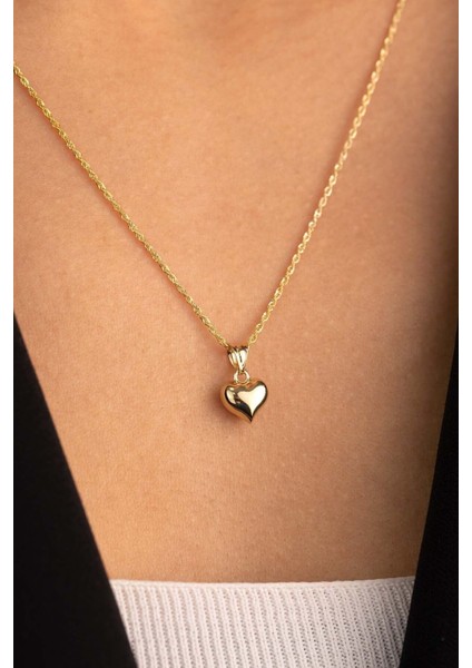 Altın Halat Burgu Zincir Kalp Kolye Ince