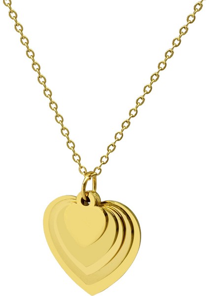 Altın Renk Kalp Tasarım Aile Temalı Kişiye Özel Çelik Kadın Kolye - En Fazla 5 Isim modelleri