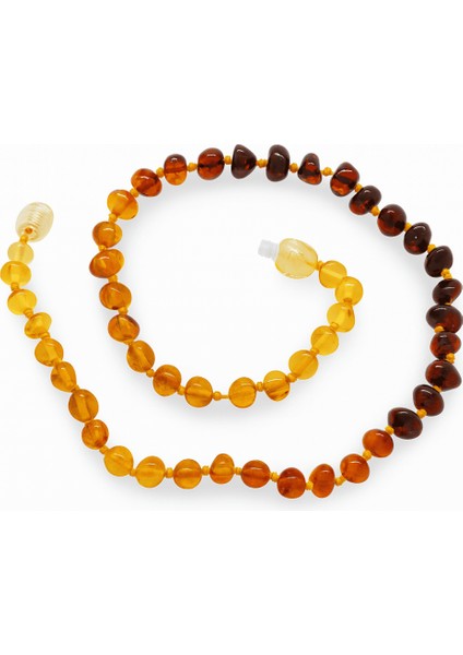 Gökkuşağı Renkli Doğal Damla Kehribar Taşlı Bebek Diş Kolyesi