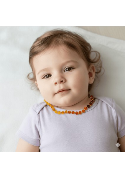 Gökkuşağı Renkli Doğal Damla Kehribar Taşlı Bebek Diş Kolyesi modelleri