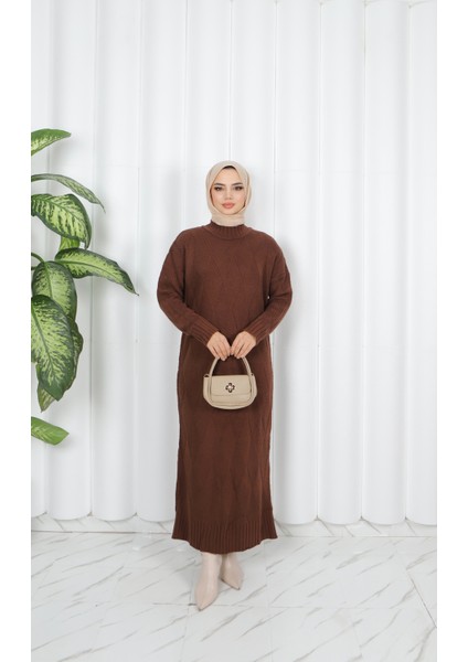 Baklava Desenli Triko Elbise