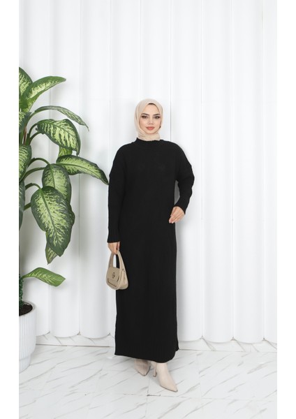 Baklava Desenli Triko Elbise