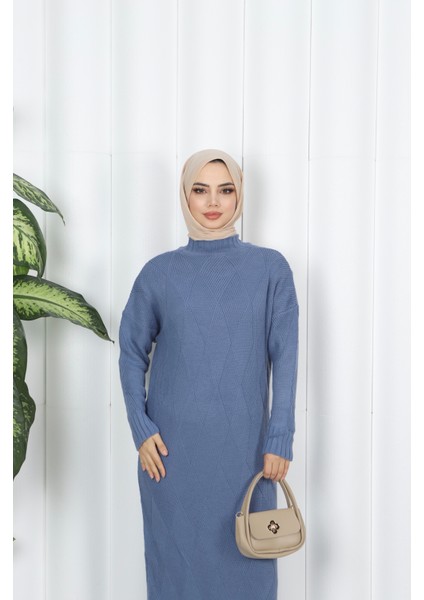 Baklava Desenli Triko Elbise modelleri