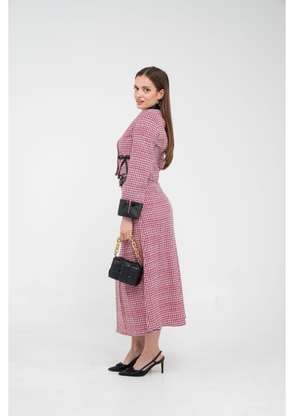 Deri Detaylı Ekose Ceket Etek İkili Takım K8057 modelleri