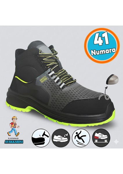 Iş Güvenlik Ayakkabısı 41 Numara Süet Delikli Nefes Alan Çelik Burunlu Inşaatçı Tekstil Ayakkabı Bot
