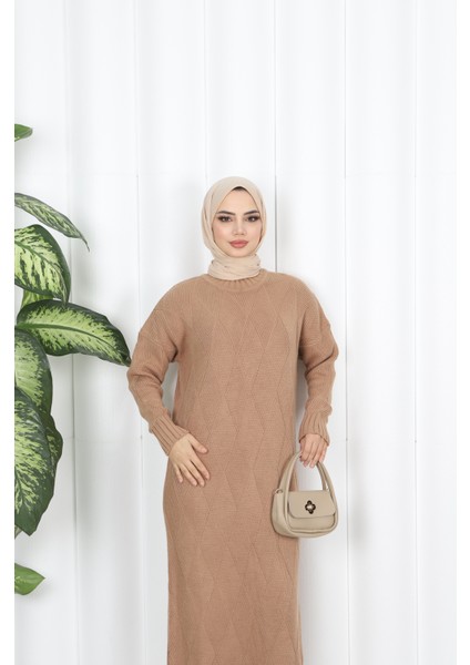 Baklava Desenli Triko Elbise modelleri