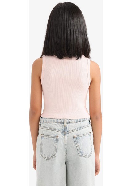 Kız Çocuk Bisiklet Yaka Basic Düz Atlet