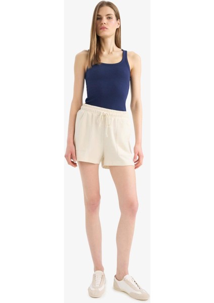 Regular Fit Beli Lastikli Cepli Bermuda Şort D3327AX25SP