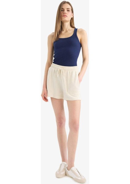 Regular Fit Beli Lastikli Cepli Bermuda Şort D3327AX25SP