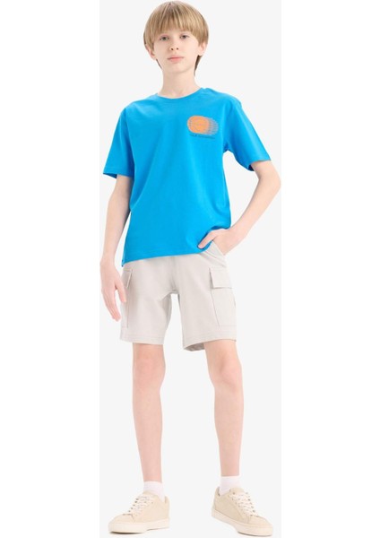 Erkek Çocuk Beli Lastikli Kargo Cepli Şort B5868A825HS