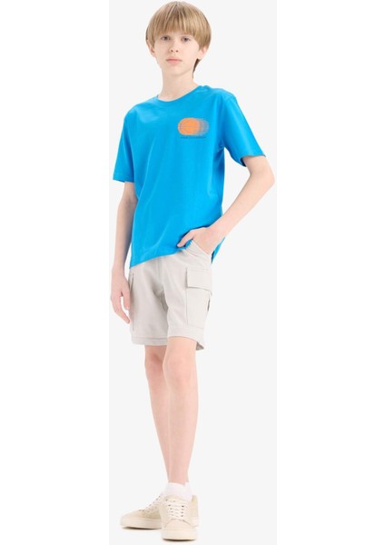 Erkek Çocuk Beli Lastikli Kargo Cepli Şort B5868A825HS