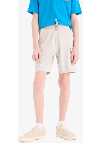 Erkek Çocuk Beli Lastikli Kargo Cepli Şort B5868A825HS