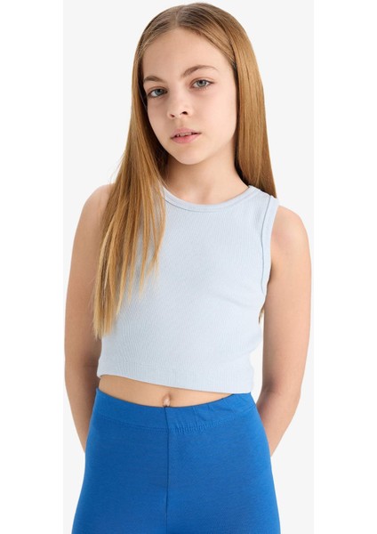 Kız Çocuk Bisiklet Yaka Basic Düz Atlet D9097A825HS