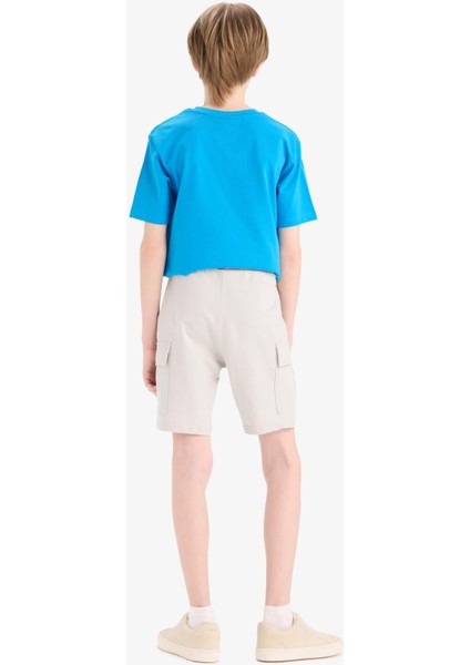 Erkek Çocuk Beli Lastikli Kargo Cepli Şort B5868A825HS