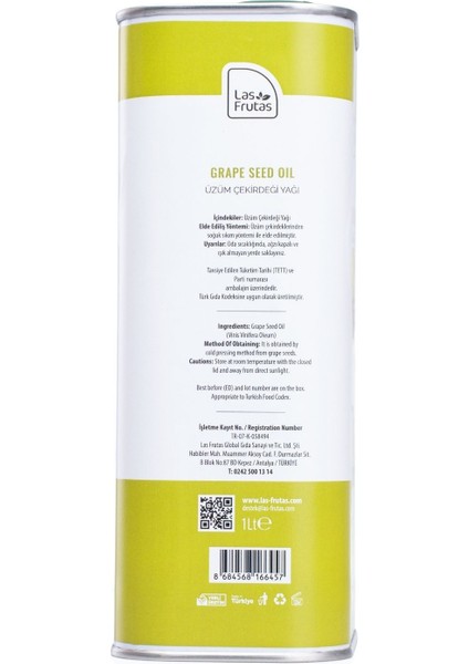 Yemeklik Üzüm Çekirdeği Yağı 1 Litre – Soğuk Sıkım, Saf & Doğal fırsatları