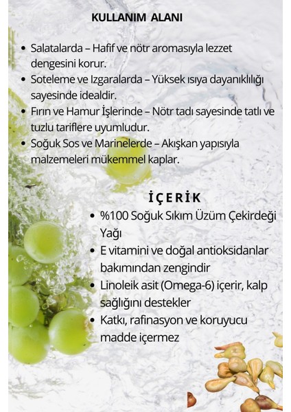 Yemeklik Üzüm Çekirdeği Yağı 1 Litre – Soğuk Sıkım, Saf & Doğal