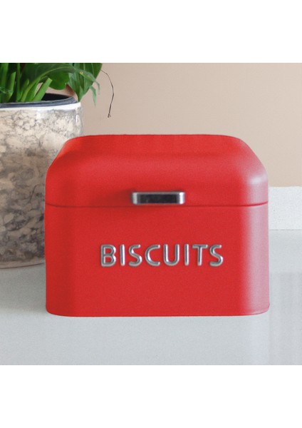 Home Biscutis Galvaniz Metal Saklama Kutusu - Kırmızı fırsatları
