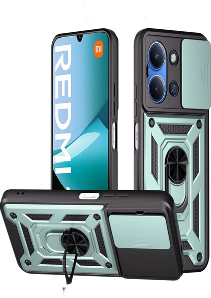 Redmi 15C Uyumlu Magnetik Standlı Kamera Korumalı Sürgülü Kapak