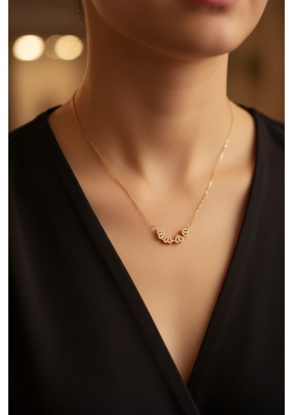 Kutulu ve Çantalı Gold Renk Mıknatıslı Açılabilir Yonca Kolye -Sevgiliye Hediye Doğum Günü Arkadaşa fırsatları