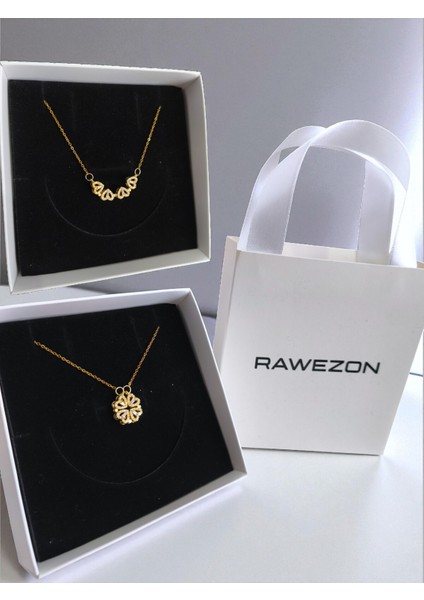 Kutulu ve Çantalı Gold Renk Mıknatıslı Açılabilir Yonca Kolye -Sevgiliye Hediye Doğum Günü Arkadaşa indirimleri