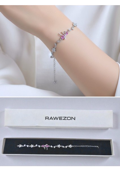 Kutulu Nerovia Taşlı Fiyonk ve Yıldız Detaylı Çelik Bileklik-Sevgiliye Hediye Sevdiklerinize Özel