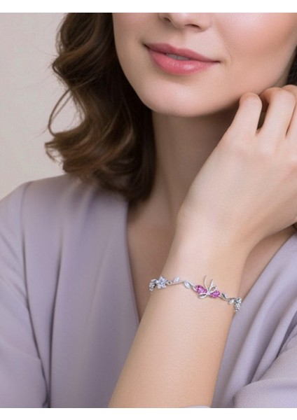 Kutulu Nerovia Taşlı Fiyonk ve Yıldız Detaylı Çelik Bileklik-Sevgiliye Hediye Sevdiklerinize Özel modelleri