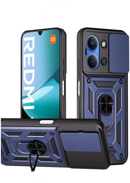 Redmi 15C Uyumlu Magnetik Standlı Kamera Korumalı Sürgülü Kapak