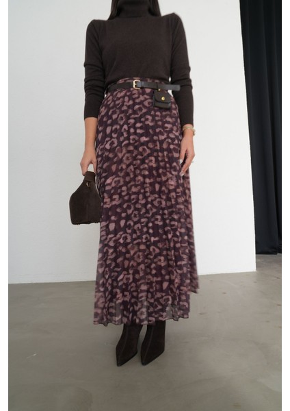 Desenli Pliseli Mini Çanta Aksesuarlı Etek modelleri