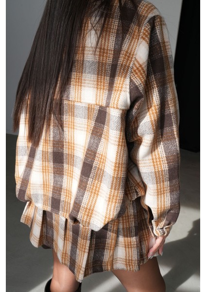 Ekoseli Fermuarlı Bomber Yün Ceket fırsatları