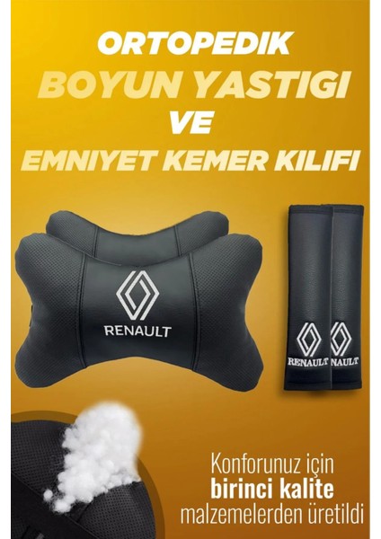 Renault Yeni Logo Boyun Yastığı ve Emniyet Kemer Kılıfı Seti – Şık ve Konforlu Tasarım