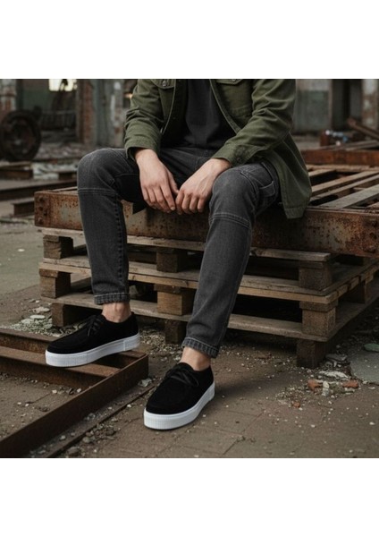 Siyah Süet Hakiki Deri Lastik Bağlı Erkek Sneaker fiyatları
