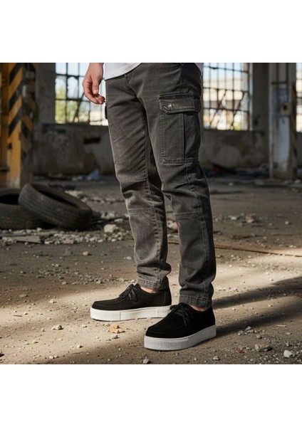 Siyah Süet Hakiki Deri Lastik Bağlı Erkek Sneaker modelleri