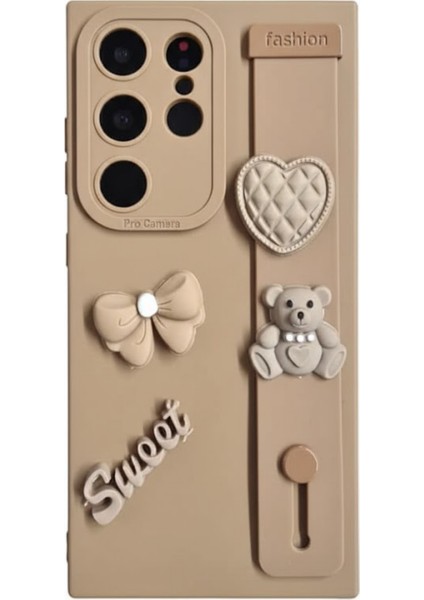 Samsung S23 Ultra Uyumlu Kılıf Kahverengi Renk 3D Figürlü Darbe Emici Yumuşak Silikon Kapak fırsatları