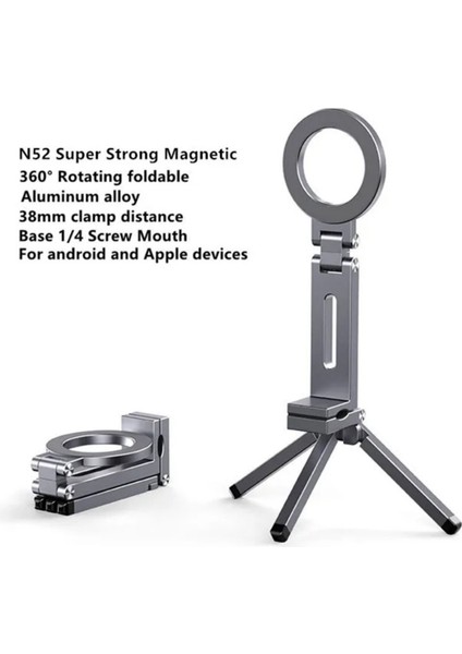 Magsafe Tripod Manyetik Telefon Tutucu Alüminyum Alaşımlı 360° Dönen Katlanabilir Stand Smartphone Seyahat Araba Masaüstü Için (Yurt Dışından) modelleri