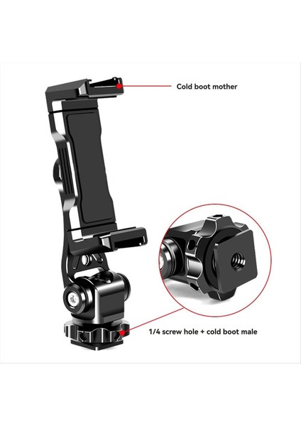 IPhone Android Dslr Için Soğuk Ayakkabı Montajlı Dikey Çekim Kelepçesi ile 360 ° Dönebilen Telefon Tutucu 1/4 Inç Konular (Yurt Dışından) fırsatları