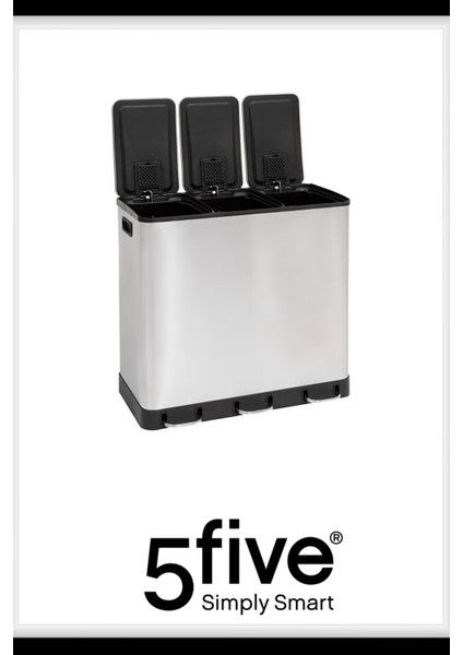 Ariane 3×18 L Metal Pedallı Çöp Kovası | Üç Bölmeli Geri Dönüşüm, Paslanmaz Gövde, Kolay Temizlik Çıkarılabilir Yıkanabilir İç Sepet fiyatları