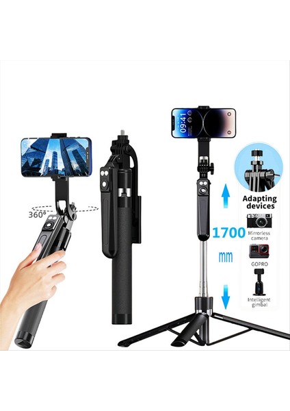 Selfie ÇUBUĞU360 °döndürme 170 cm Kablosuz Bluetooth ile Genişletilmiş Tripod Android Ios Akıllı Telefon Için Uzaktan Deklanşörlü (Yurt Dışından) indirimleri