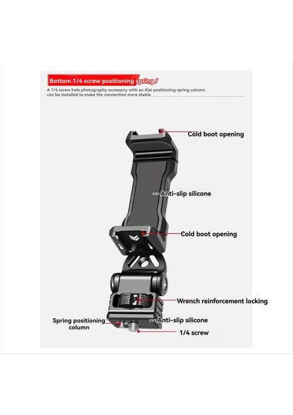 IPhone Android Dslr 1/4 Inç Konular Için Soğuk Ayakkabı Montajlı Dikey Çekim Kelepçesi ile 360 ° Dönebilen Metal Telefon Tutucu (Yurt Dışından) indirimleri