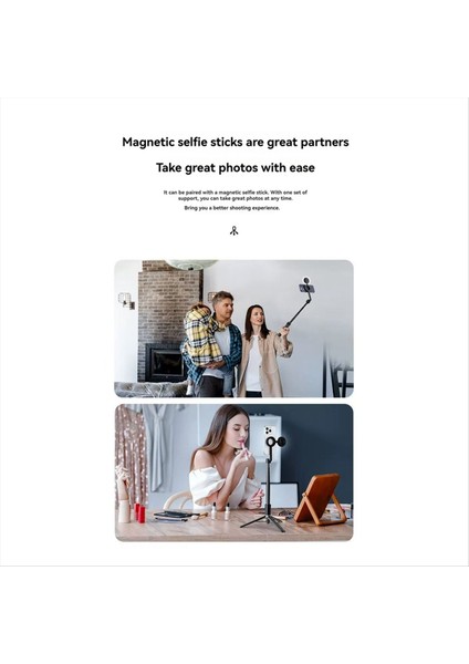 Manyetik Telefon Tripod 1.6m Kablosuz Uzak Taşınabilir Telefonlarla Uzatılabilir Selfie Stick iPhone Android Telefon B (Yurt Dışından) modelleri