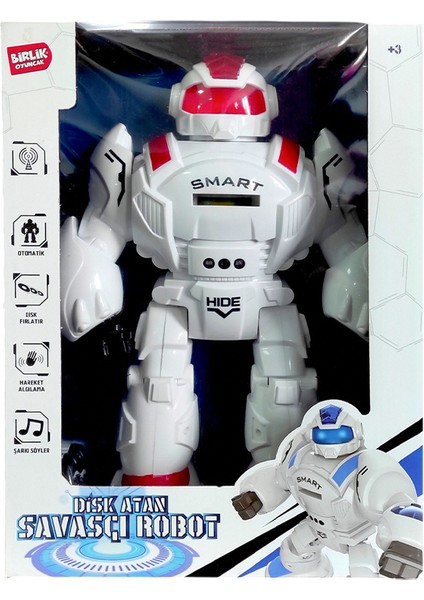 Uzaktan Kumandalı Full Fonksiyonlu Disk Atan Savaşçı Robot Kırmızı 27115