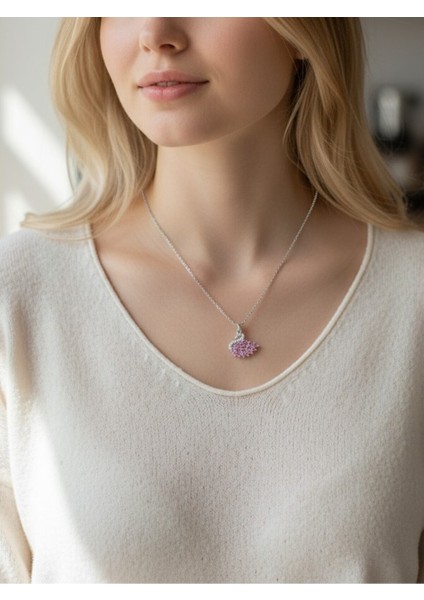 Kutulu ve Çantalı Pempe Taşlı Çelik Kuğu Kolye -Sevgiliye Hediye Doğum Günü Arkadaşa modelleri