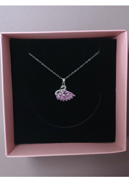 Kutulu ve Çantalı Pempe Taşlı Çelik Kuğu Kolye -Sevgiliye Hediye Doğum Günü Arkadaşa indirimleri