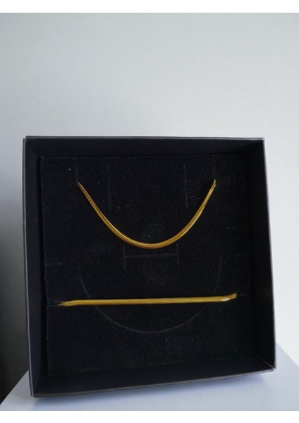 Çantalı Kutulu Erkek Hediye-Gold Renk Italyan Ince Zincir Çelik Kolye Bileklik Sevgiliye Arkadaşa indirimleri