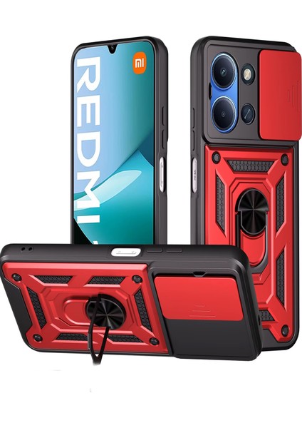 Redmi 15C Uyumlu Magnetik Standlı Kamera Korumalı Sürgülü Kapak