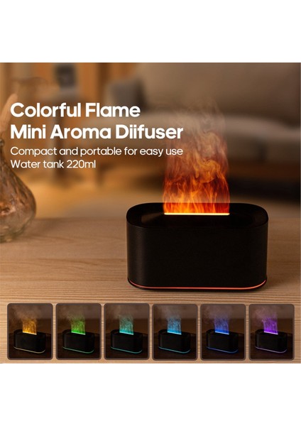 USB Mini Aroma Yayıcı Uçucu Yağ Difüzörü Simülasyon Alev Uçucu Yağ Aromaterapi Masaüstü Hava Nemlendirici Siyah (Yurt Dışından) modelleri