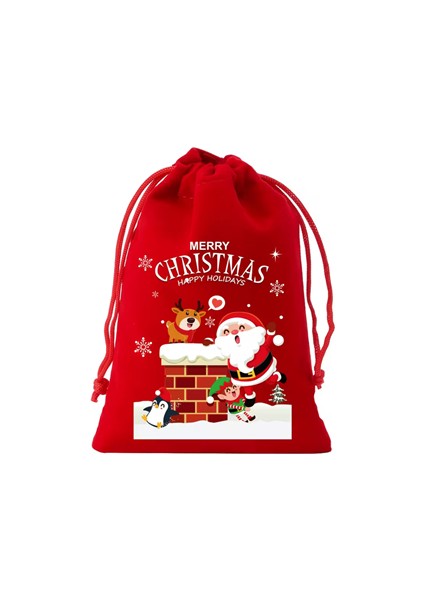 Noel Flanel Çekmeli Hediye Torbası – Küçük Flanel Poşet | Şapkalı Geyik, Penguen, Baykuş, Santa Claus ve Kaykaylı Kar Araba Desenli | Rastgele Model (1 Adet) fırsatları