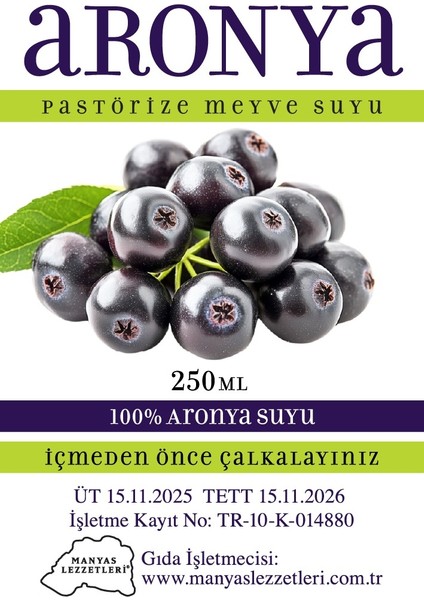 100% Aronya Meyve Suyu fiyatları