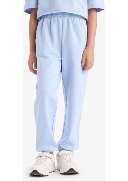 Kız Çocuk 2'li Takım Baskılı Kısa Kollu Tişört Beli Lastikli Eşofman Altı