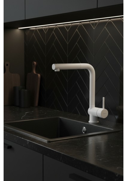 Aster BCA_A73M Beyaz Spiralli Mutfak Evye Bataryası | Çekilebilir Başlık, 35 mm Seramik Kartuş, Bal Peteği Aeratör, Sessiz kullanım, Su Tasarrufu fiyatları